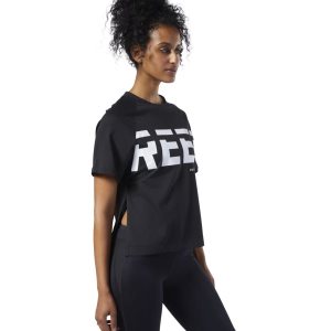 Reebok Meet You There Graphic T Shirt Damen - Schwarz - DE 290-SHI